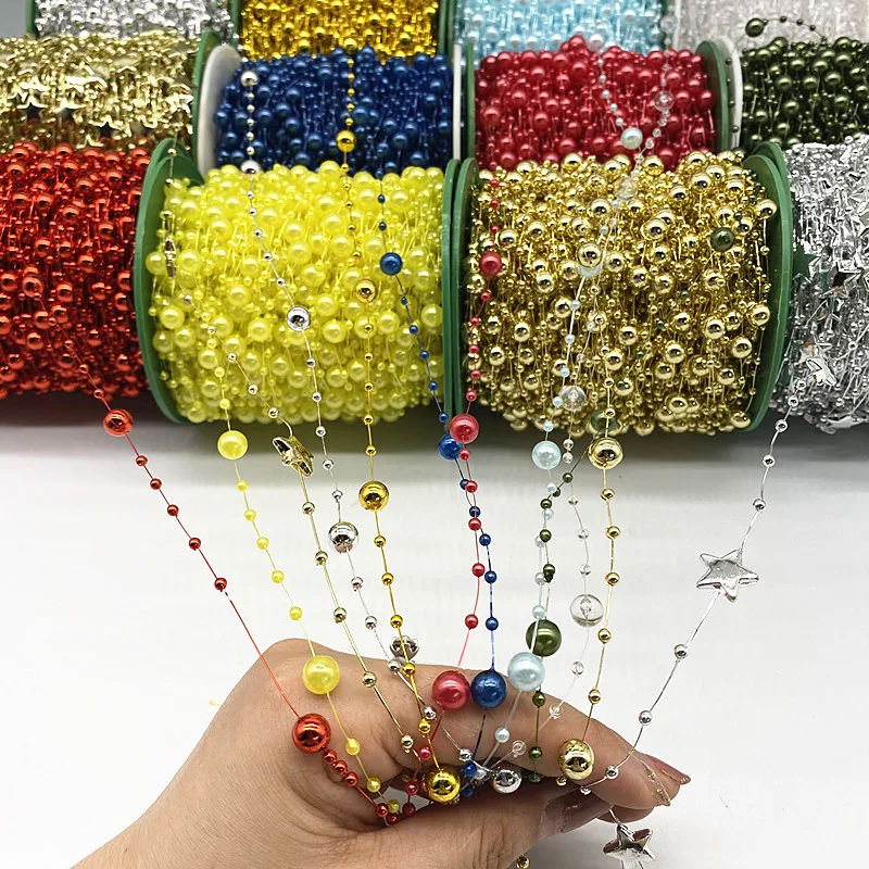 Flower Bead Garland 5yards Fishing Line Artificial Pearls Flower Beads Chain Garland Flowers Wedding Party Decoration DIY