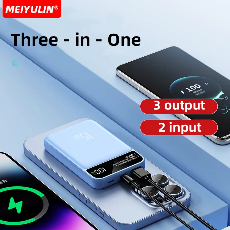 10000mAh Wireless Magnetic Power Bank For Apple Watch Portable 22.5W PD20W Fast Charger External Spare Battery For iPhone 15 14