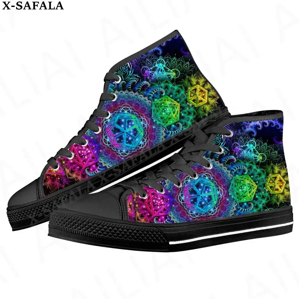 

Hippie Psychedelic Colorful Trippy Men Vulcanized Sneakers High Top Canvas Shoes Classic Design Men Flats Lace Up Footwear-12