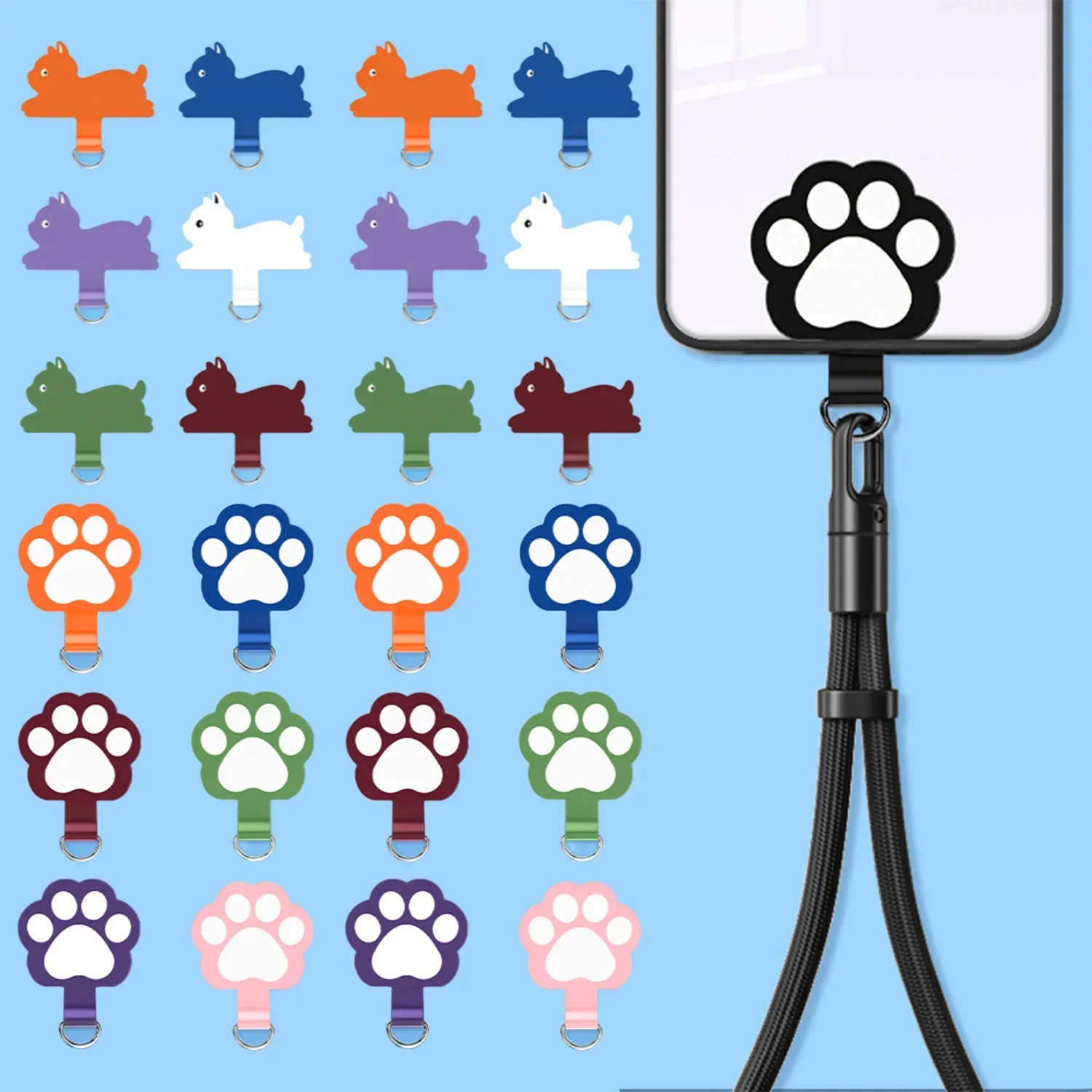 TPU Detachable Phone Anti-lost Lanyard Strap Card Universal Tether Tab Loop Hole Hanging Strap Patches Cord Clip Cute Gasket