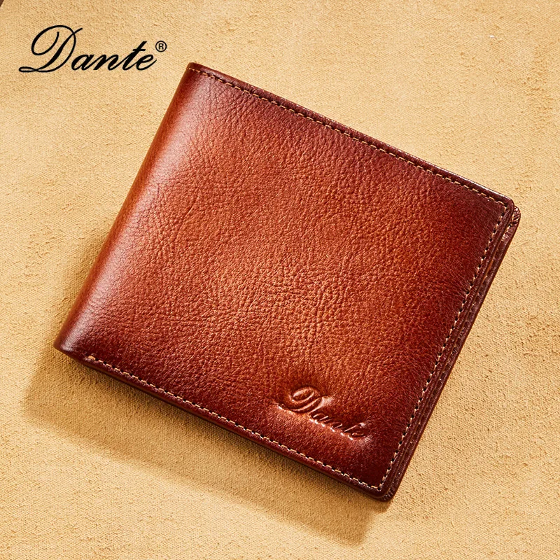 New Men's Wallet First Layer Cowhide RFID Blocking Genuine Leather Wallet