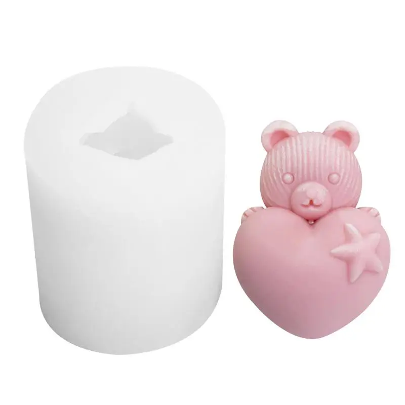 

Bear Silicone Candle Mold Cute Bear Hug heart 3D Silicone Animal Molds Handmade DIY Resin Casting Mold For Home Decoration