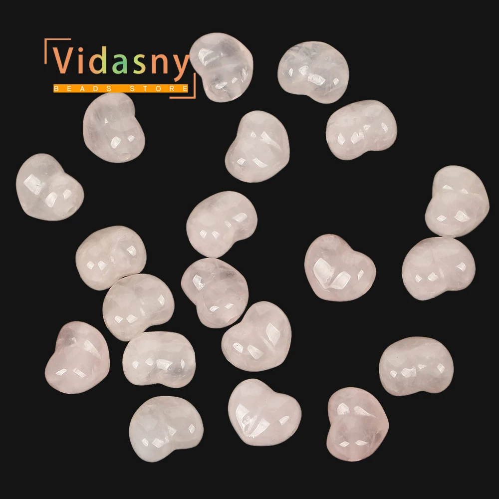 13mm 5 Stück Naturstein Rosa Rosenquarz Pfirsichherz-Form Lose Abstandsperlen für Schmuckherstellung DIY Armband Halskette Ohrringe