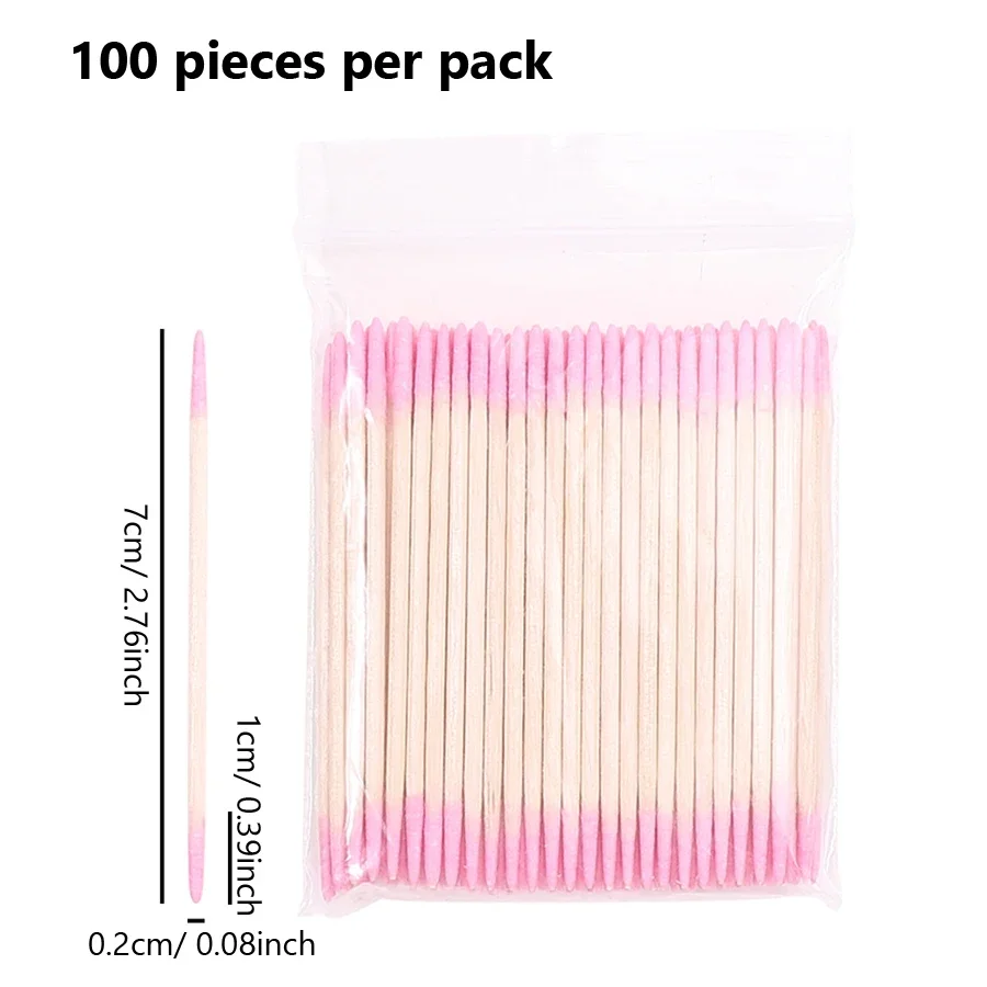 Double-ended Cotton Swabs Fine Pointed Tips Nail Art Makeup Eyeliner Correction Beauty Tools 100Pcs