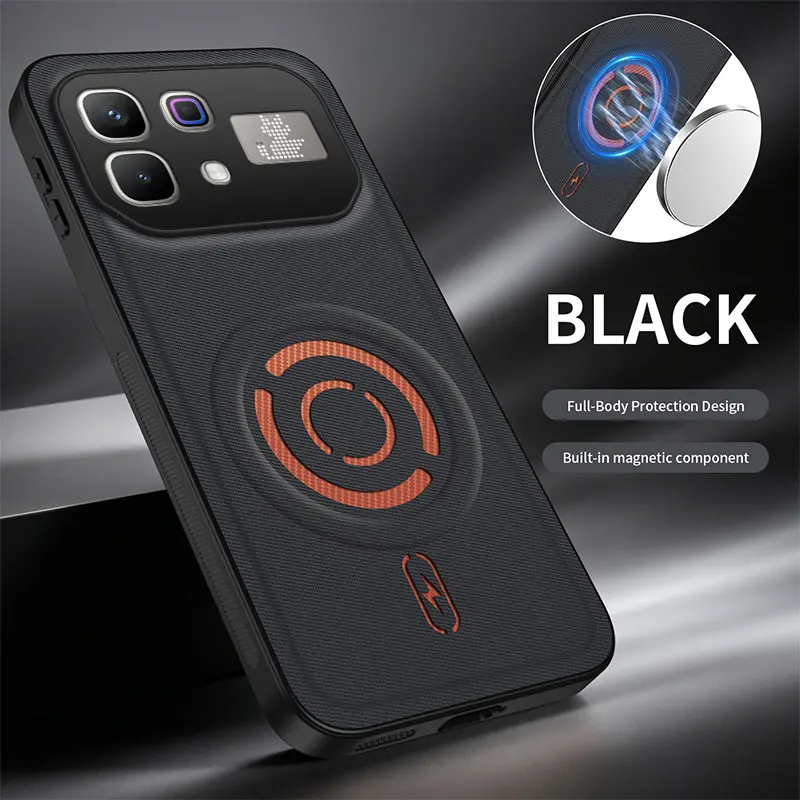 Magnetic Textured Leather Drop-Protection Phone Case Cover