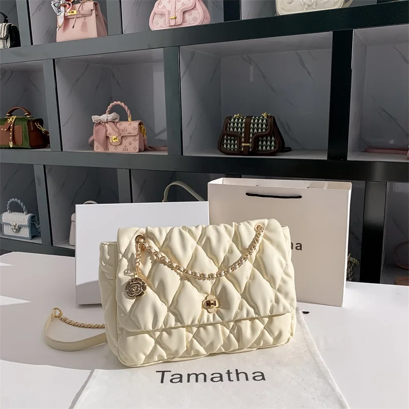 

Tamatha leather advanced gentle cream white pleated underarm bag 2023 new French one-shoulder handbag bag