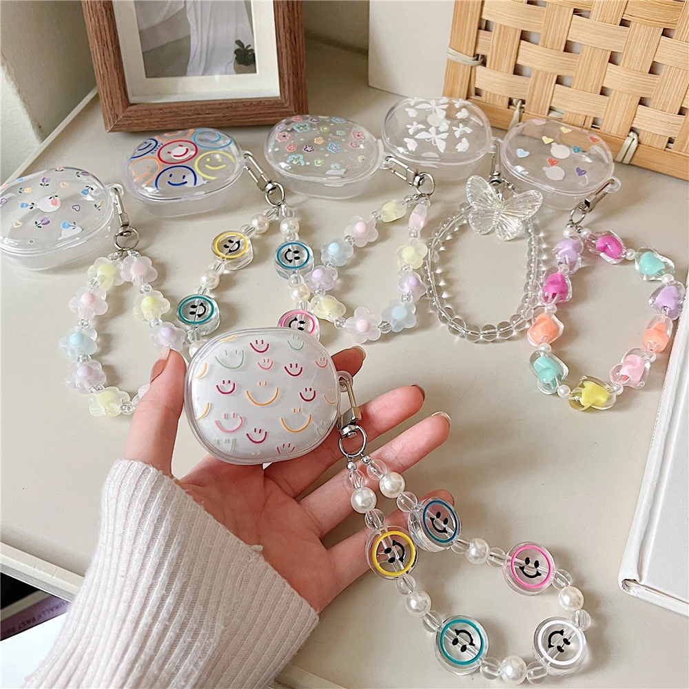 

Simple Transparent Earphone Case For Redmi Buds 4 Lite Silicone Soft Smile Butterfly Bracelet Headset Cover For Redmi Buds 4