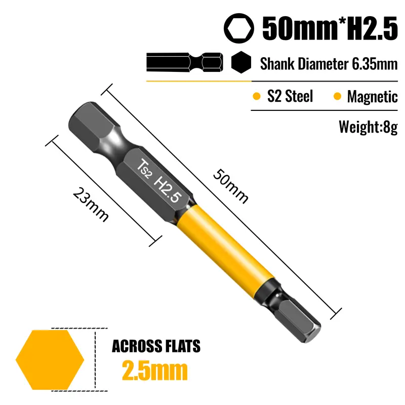 Allen Wrench Drill Bit Hex Driver Bits Set 50/100/150mm H1.5-H10mm with Magnetic Grip and Slip Design for Secure Screw Holding - Image 19
