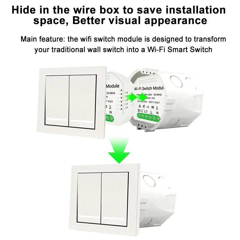 Smart Light Switch Module Remote Voice Control 1/2 Way 1/2 Gang Dimmer Breaker Switch Smart Life Tuya DIY WiFi Google Home Alexa