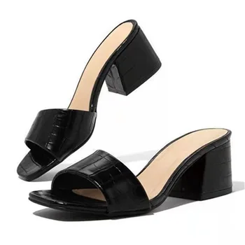 Summer Slippers Women Fashion Shoes for Women Black Large Sandals Luxury Heel Slippers Zapatos De Mujer 1