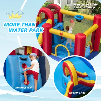 Inflatable Water Slide Giant Kids Water Park w/ Double Slides without Blower 6