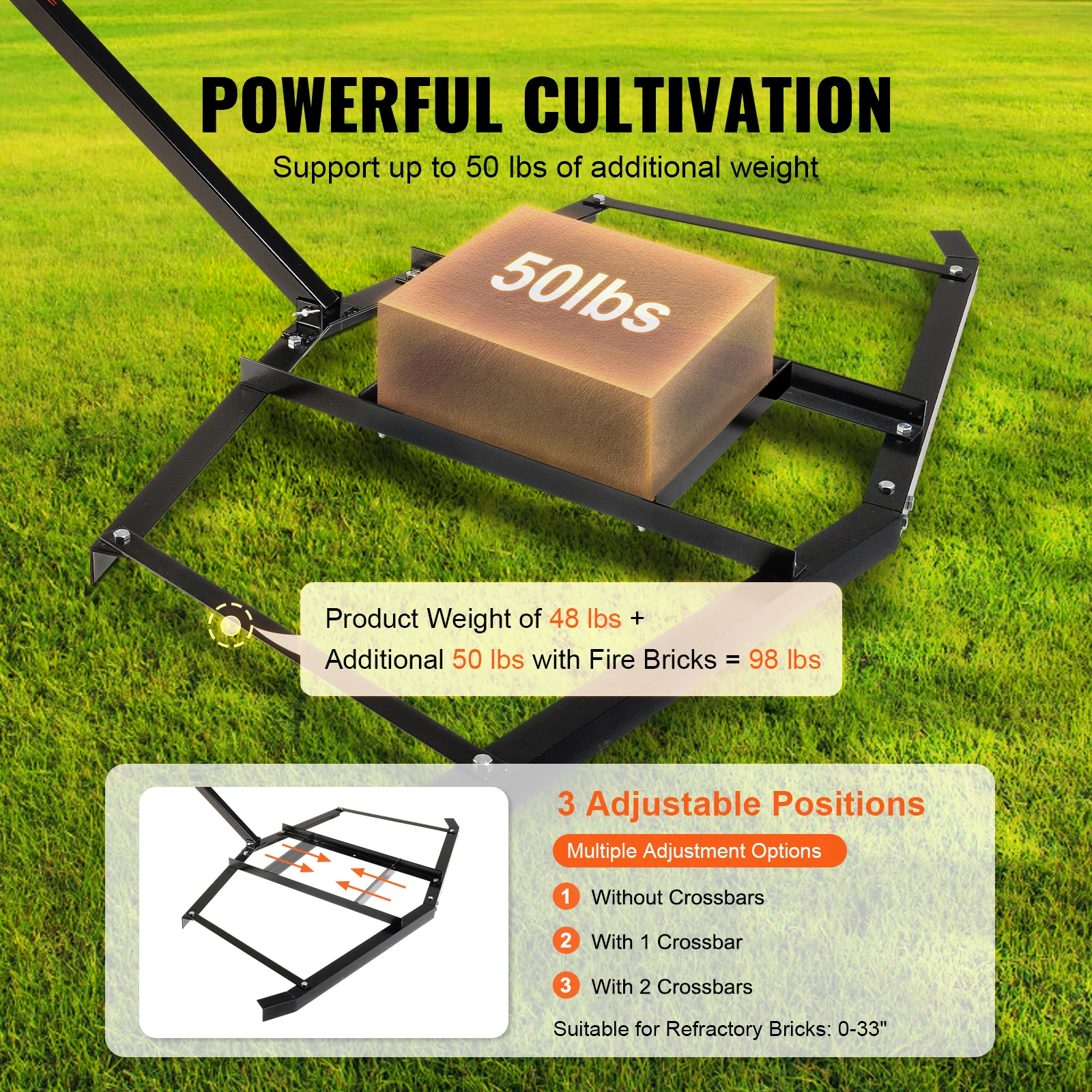 VEVOR Driveway Drag 67.7 inch Width Tow Behind Drag Harrow Q235 Steel Driveway Grader with Adjustable Bars Support up to 50 lbs 4