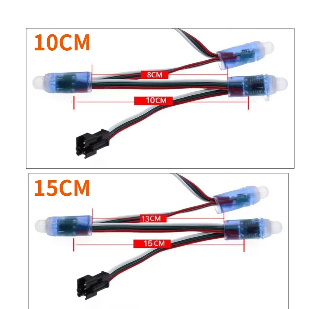 WS2811 IC LED Module Light 50PCS 10/15CM DC5V 12MM Full Color Waterproof IP68 LED String for Festival Decorative