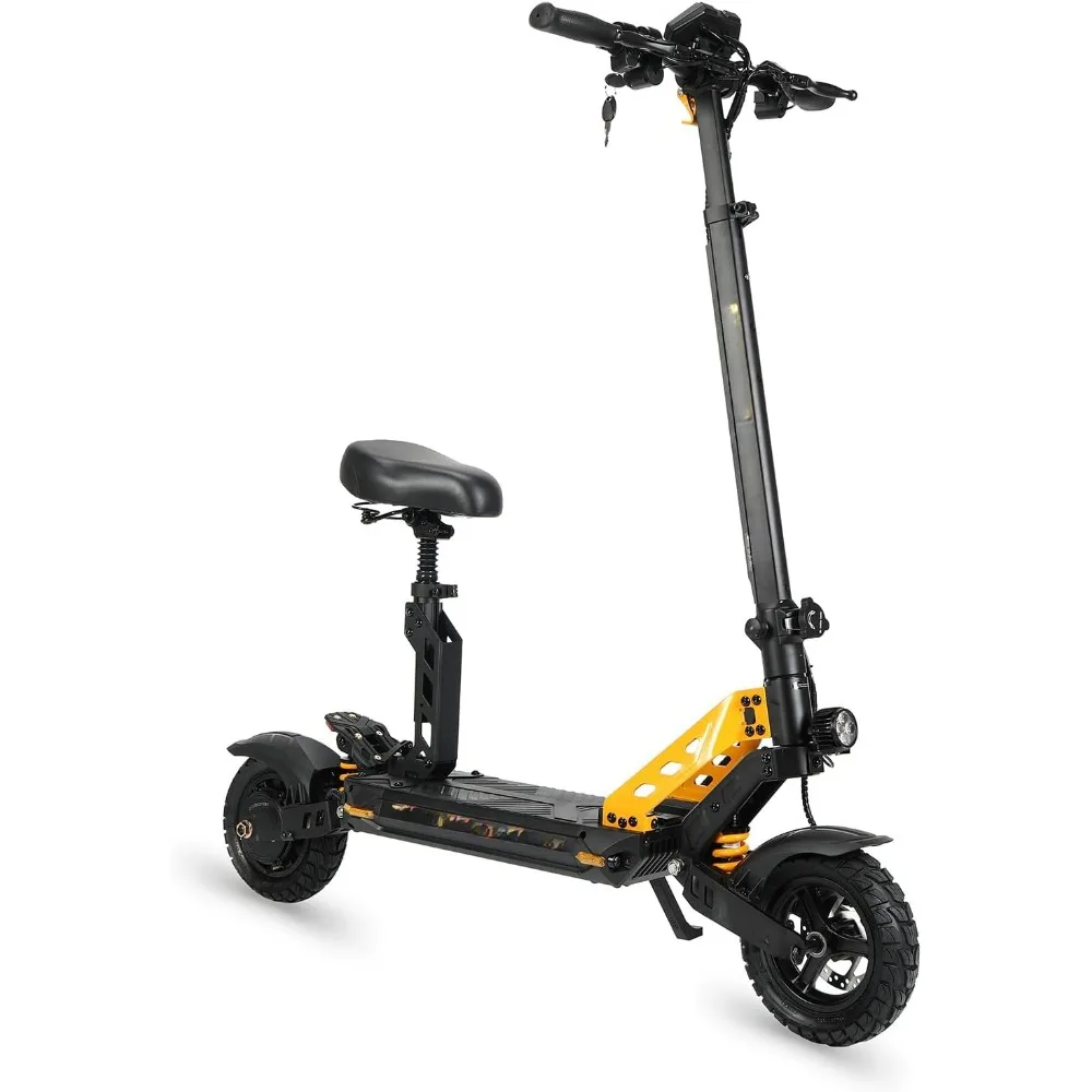 

Electric Scooter Adults, 45 Miles Range & 30 Foldable Commute Sport E-Scooter Removable Seat,Dual Disk Brakes &Suspension Black