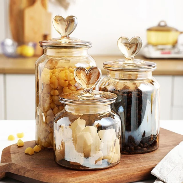 Glass Storage Jars with Airtight Lids, Food Storage Containers for Coffee  Beans Spice, Candy, Salt, Cookie, Condiment, Pepper, Sugar 