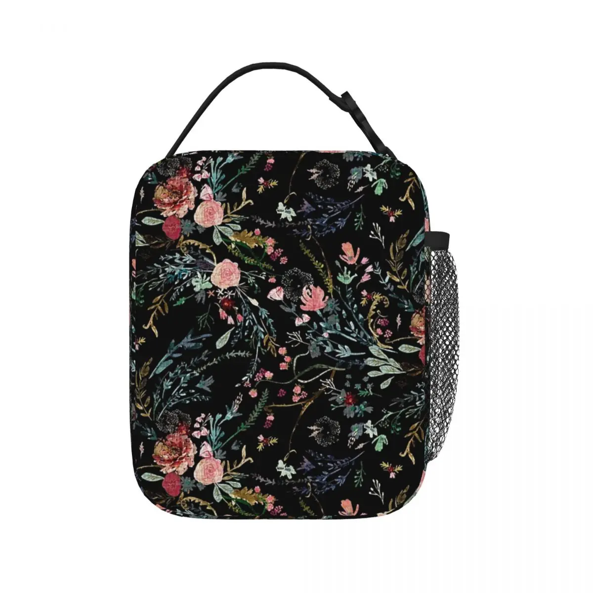 

Midnight Floral Insulated Lunch Bags Resuable Picnic Bags Thermal Cooler Lunch Box Lunch Tote for Woman Work Children School