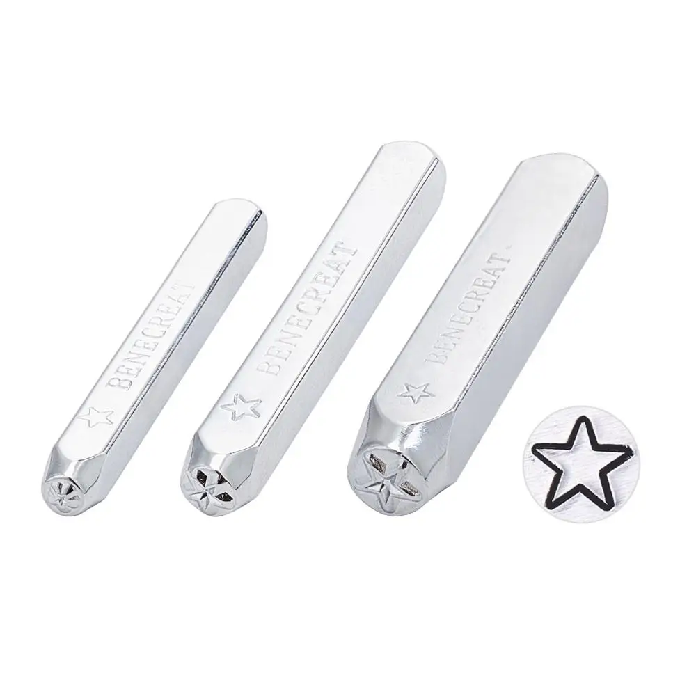 1Set 3PCS Star Design Metal Stamp Set 2/4/6mm Metal Punch Stamps for DIY Jewelry Crafts Leather Wood Punch Stamping