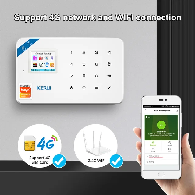 KERUI W184 4G WIFI GSM Alarm System Unit Wireless Home Tuya Smart APP Control Motion Sensor Burglar Support Alexa Motion Sensor 2