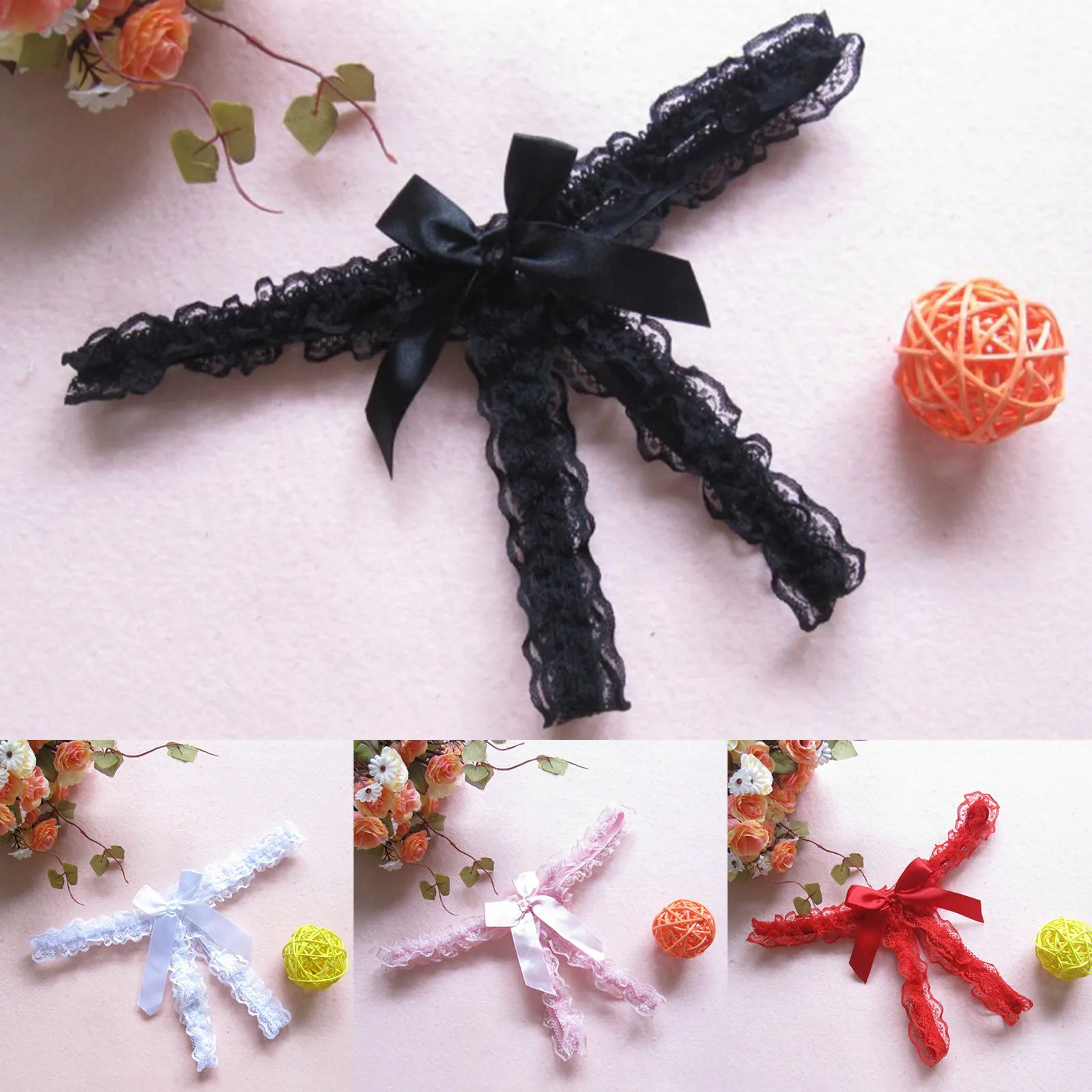 

Sexy G-string T Panties Female Underwear Lace Thongs Women's Pants Sexy Pearl panties Erotic Women Crotchless panties plus size