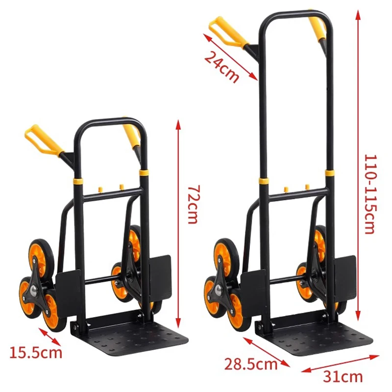 Stair Climber Hand Truck and Dolly, 200KG Capacity Heavy-Duty Trolley Cart with Telescoping Handle and Rubber Wheels