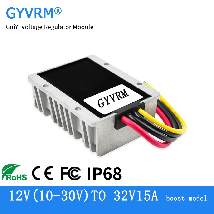 Повышающий преобразователь постоянного тока GYVRM от 12 В до 32 В, 10 А, 15 А, 24 В постоянного тока до 32 В постоянного тока, стабилизатор напряжения постоянного тока, 15 А, 480 Вт, выходной повышающий преобразователь мощности