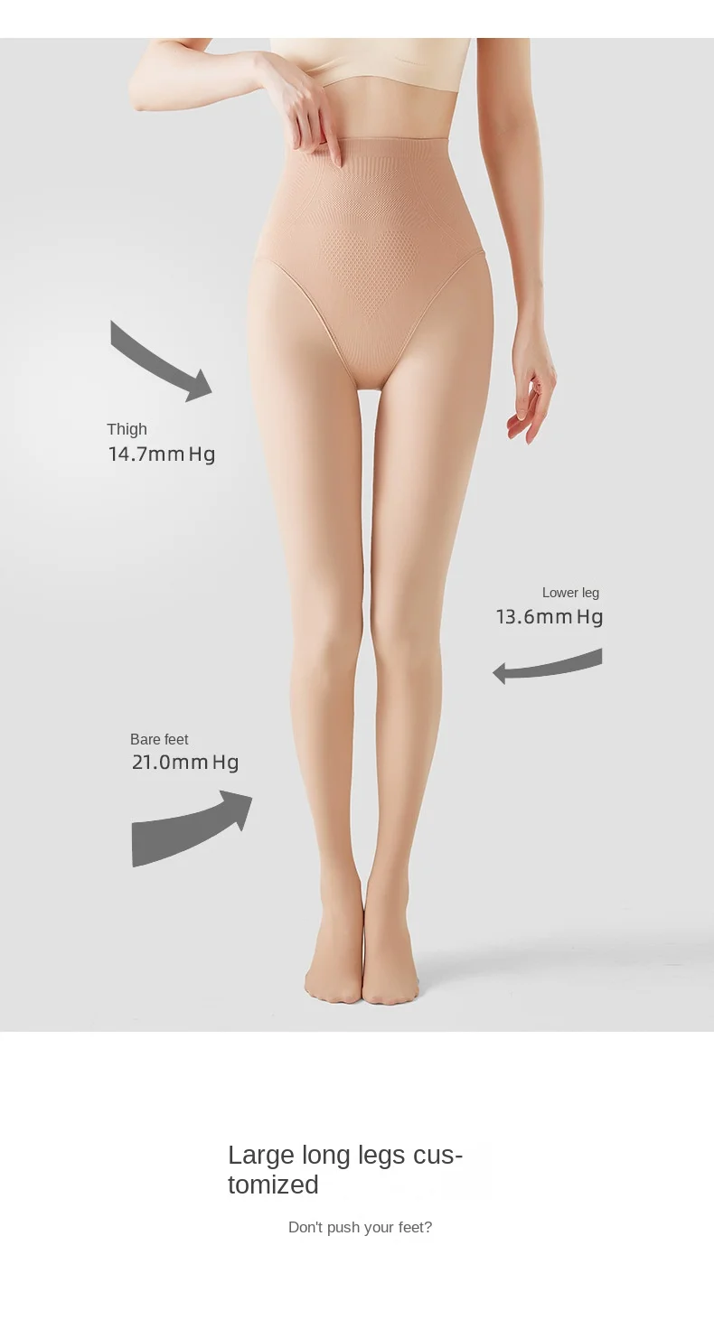Tall Socks Bare Leg Artifact Female Autumn and Winter Plus Veet Padded Stockings Extended Nude Leggings_voghion.com