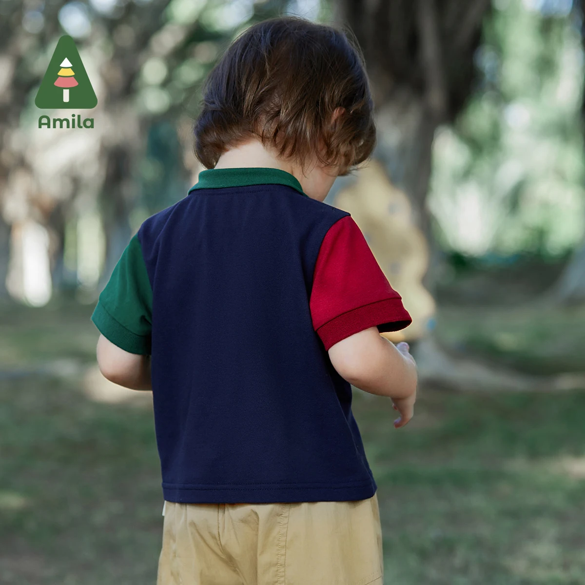 Amila Baby Boy T-shirt Summer New Cute Sports Fashion Contrasting Colors Patchwork POLO Shirt Children's Clothes 0-6Y