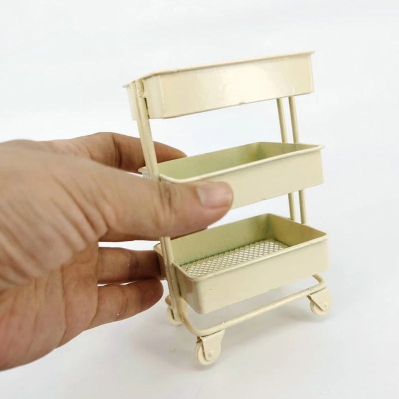 Mini Trolley Floor Storage Rack with Wheel Shelf Bookshelf Storage Display Rack Decoration Collection Accessories 5