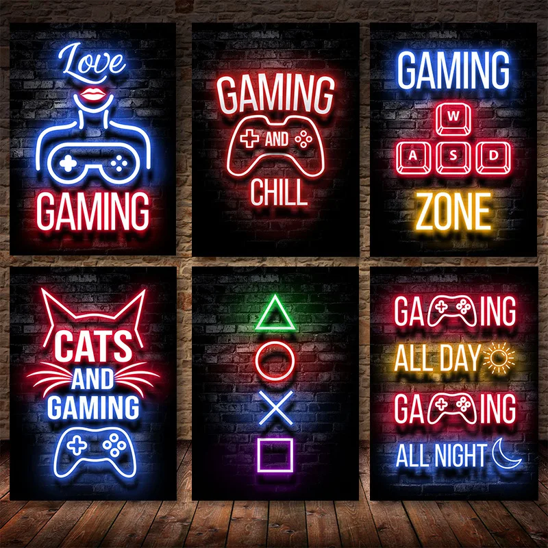 

Creative Fashion Retro Games Repeated Meals Sleeping Poster and Prints Wall Art Pictures Children's Boys Bedroom Murals Decor