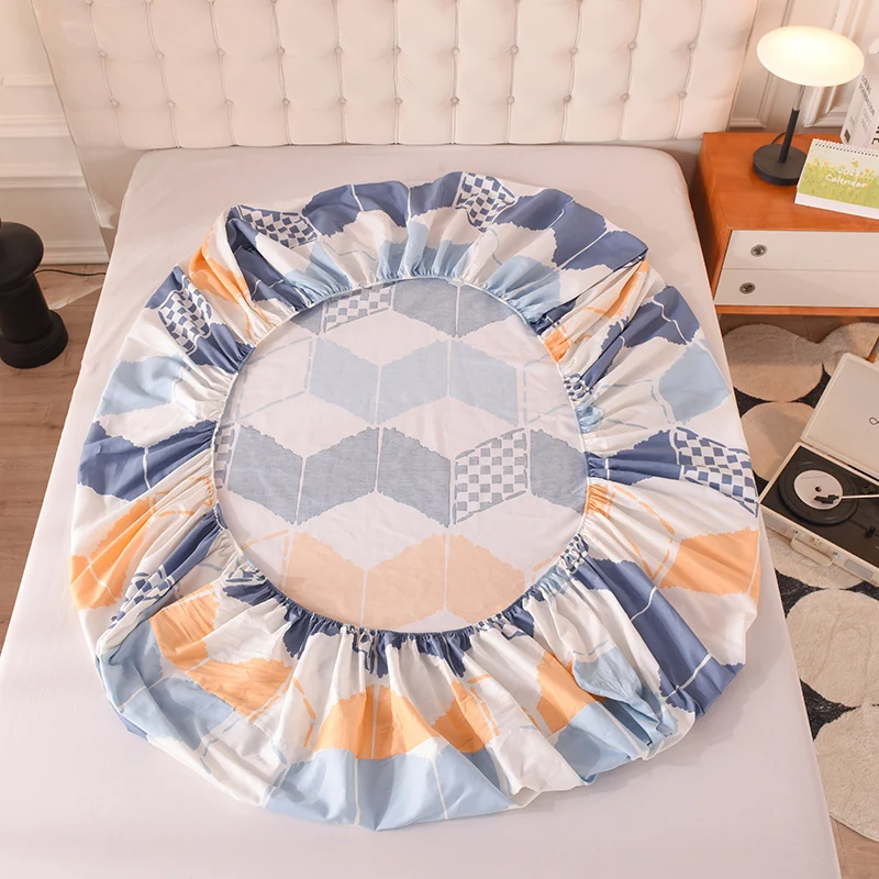 New Product 1pcs 100% Cotton Printing bed mattress set with four corners and elastic band sheets(pillowcases need order) 6