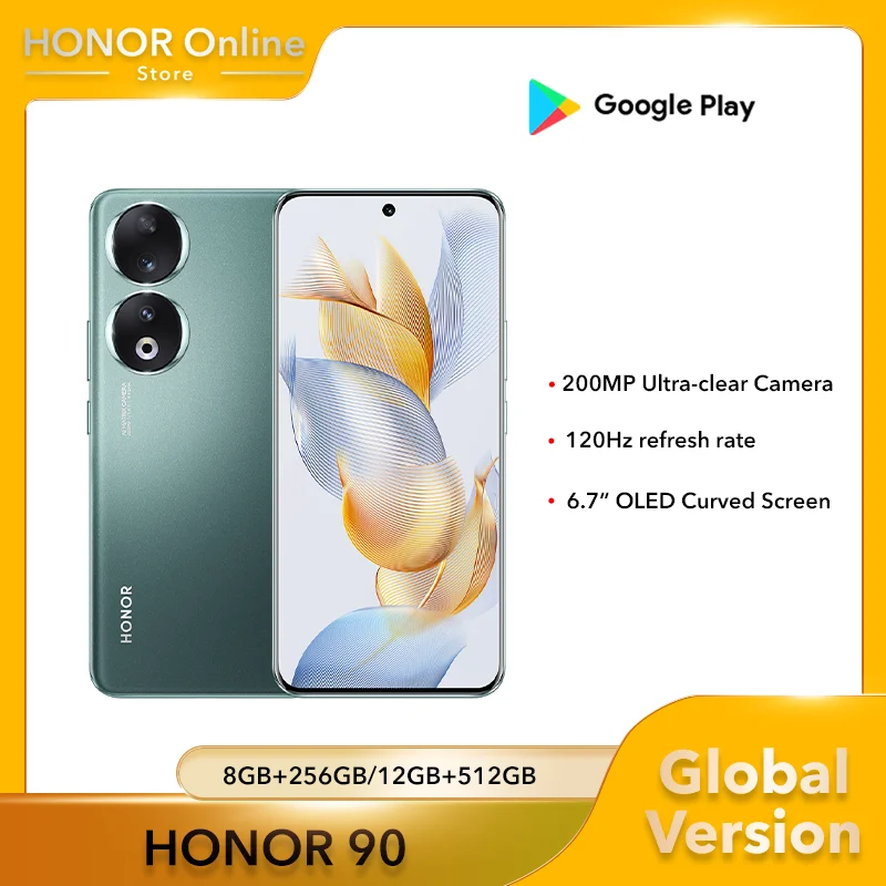 Глобальная версия HONOR 90 5G 5000 МП ультра-прозрачная камера Snapdragon 7 Gen 1 120 мАч аккумулятор 66 Вт Supercharger Гц