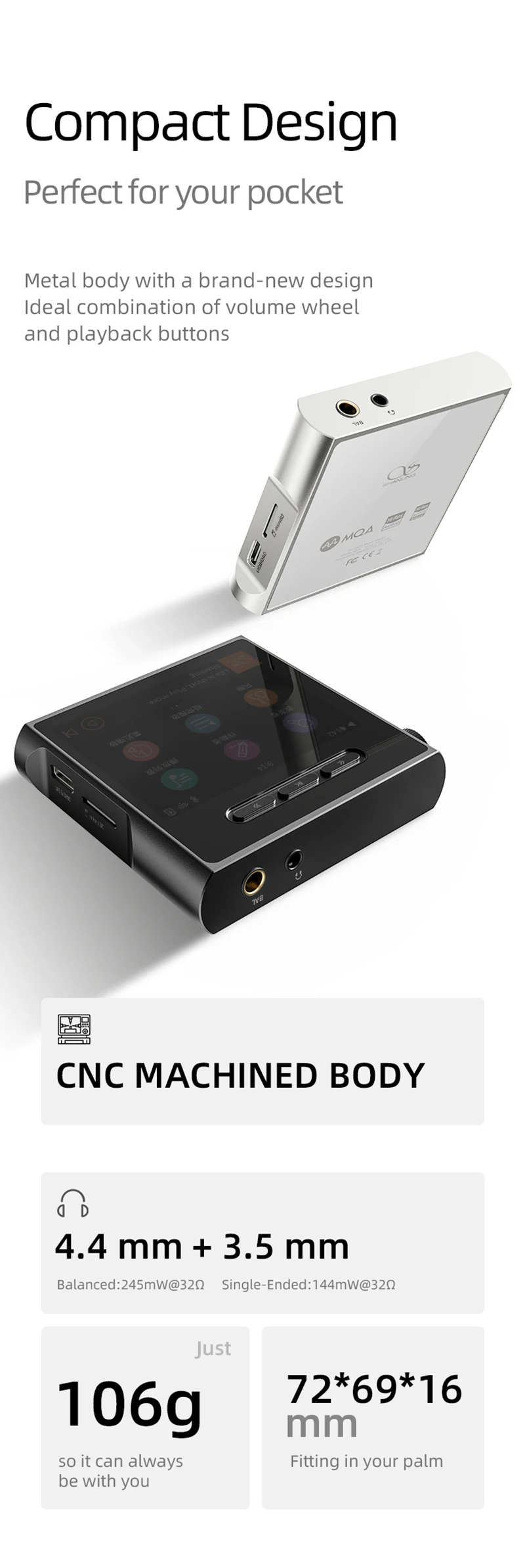 SHANLING M1s ポータブルプレーヤー Shanling m1s-Hi-Fiオーディオポータブル音楽mp3プレーヤー
