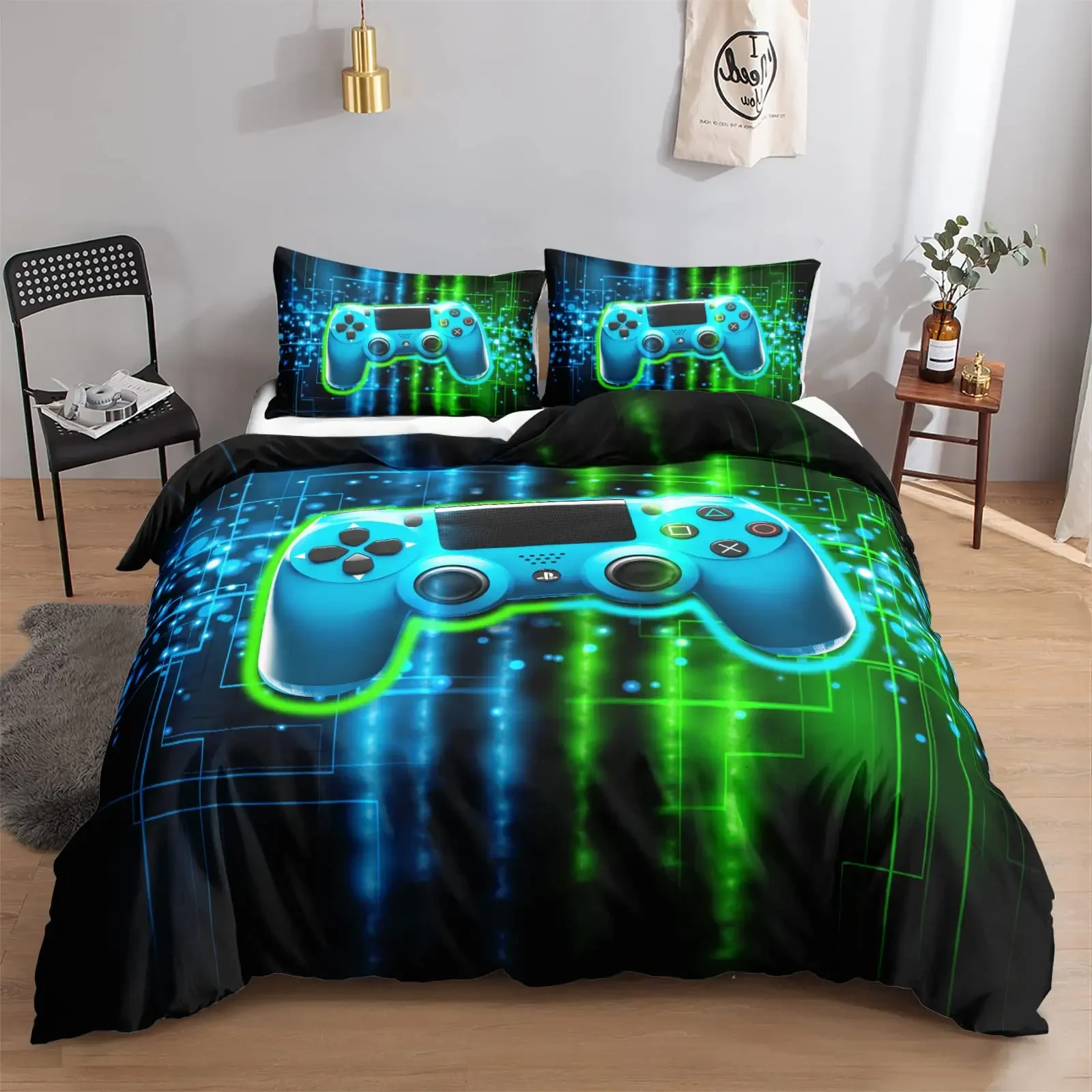 Gamer Duvet Cover for Boys Gaming Cool Games Gamepad Bedding Kids Teen Gifts Video Game Controller Modern Gradient Red and Blue 5