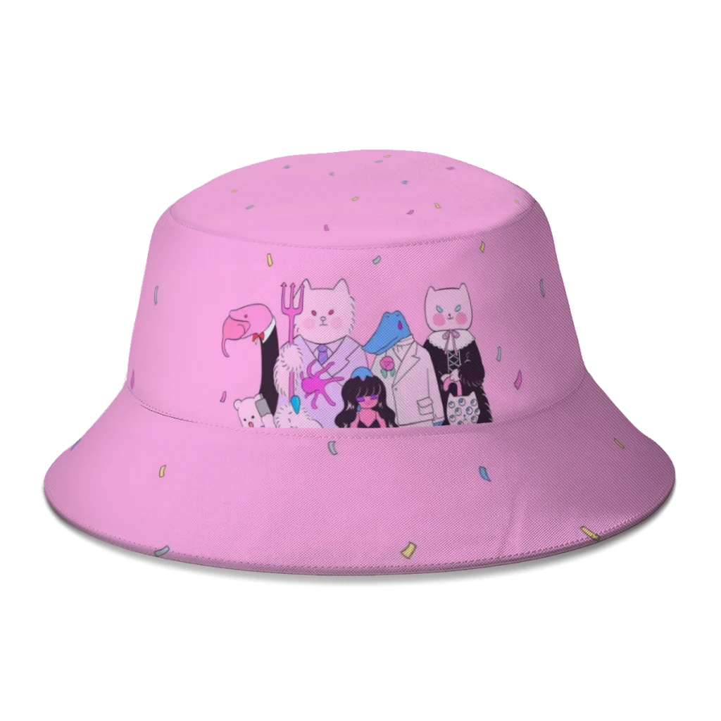 

pink cute cartoon Bucket Hat Cotton Summer Foldable Unisex Outdoor Sunscreen