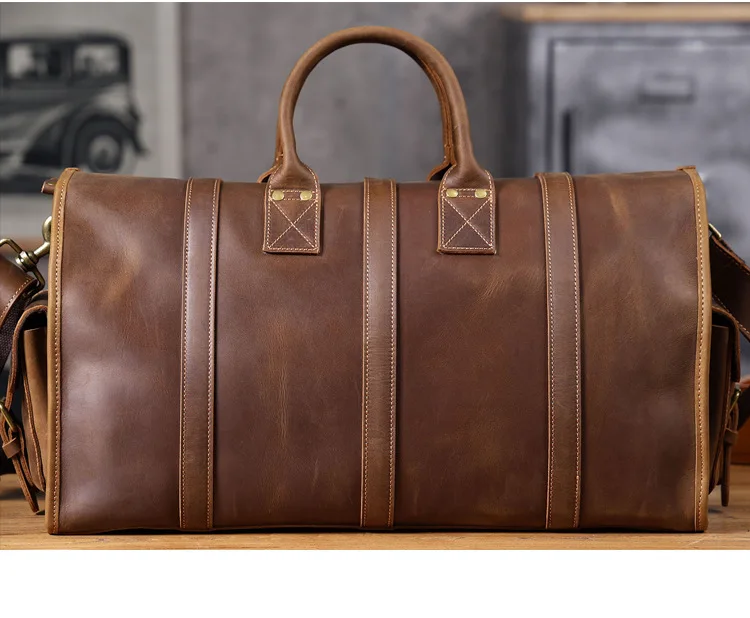 PNDME Designer-Reisetasche aus handgefertigtem Crazy-Horse-Rindsleder für Herren, Vintage-Luxus-Fitness-Handtasche aus echtem Leder mit großem Fassungsvermögen – Detail 28