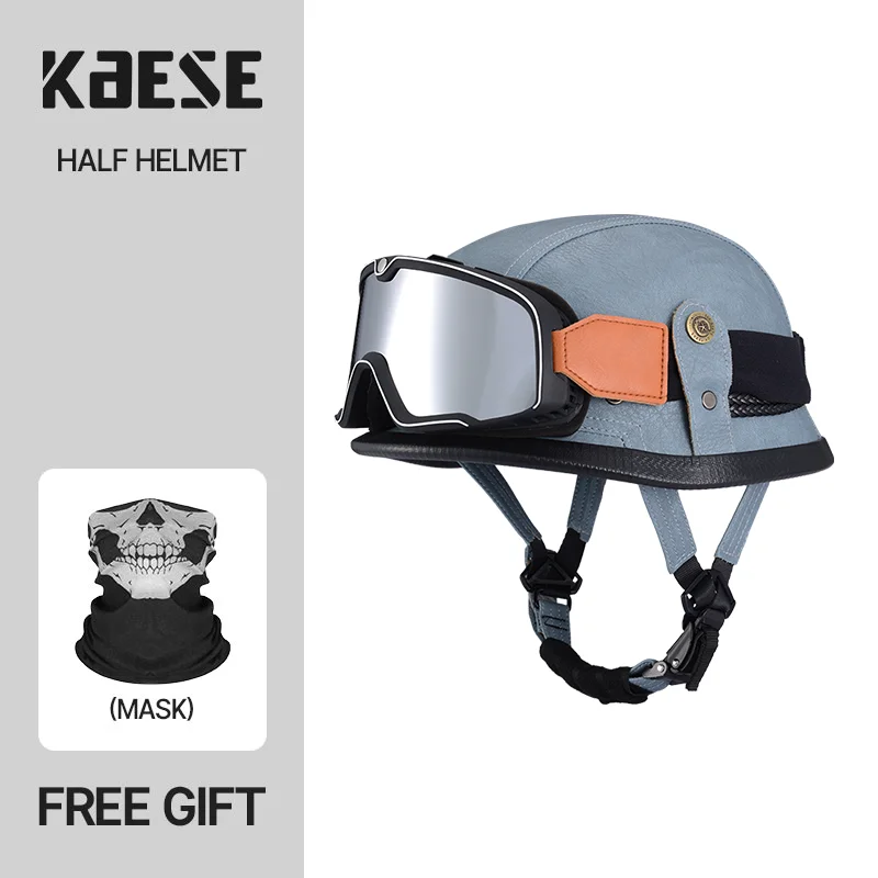 Casco Motore Vintage Blu Casco Moto Retrò Scooter Vintage Mezza Faccia Biker Moto Crash Moto Casco Moto