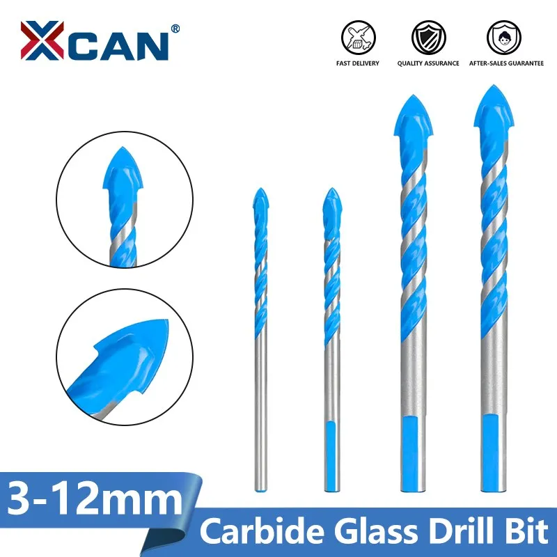 XCAN Cemented Carbide Drill Bit 3/4/5/10/12MM Ceramic Tile,Wall,Metal Drilling Tools Center Drill Bit Glass Drill Bit titanium carbide glass drill bit cross spear point head drill bit for wall ceramic tile 4 5 6 8 10 12mm