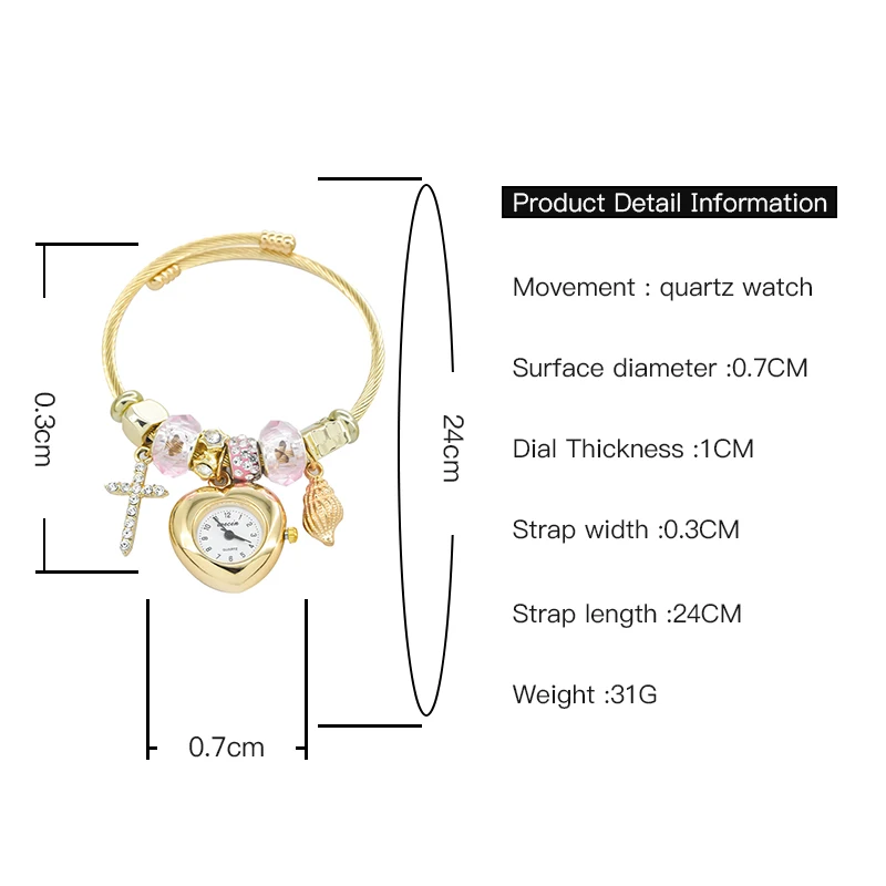 Fashion Women's Bracelet Watch Love Casual Elegance With Stylish Embellishments Of Refined Round Quartz Watch 6