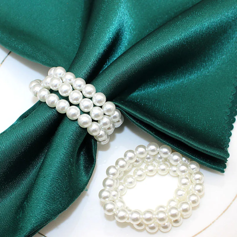 

12Pcs Pearl Napkin Rings for Wedding Thanksgiving Christmas Family Gathering Birthday Banquet Party Table Supplies HB157