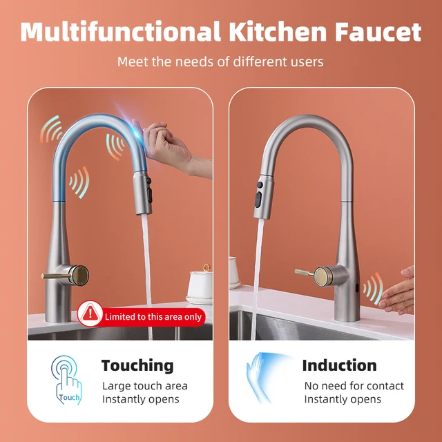 ก๊อกน้ำห้องครัวระบบสัมผัสอัจฉริยะ รุ่น Crane สำหรับเซ็นเซอร์ ก๊อกน้ำอ่างล้างจานแบบผสม หมุนได้ พร้อมเซ็นเซอร์อินฟราเรด รุ่น Tap1023 2