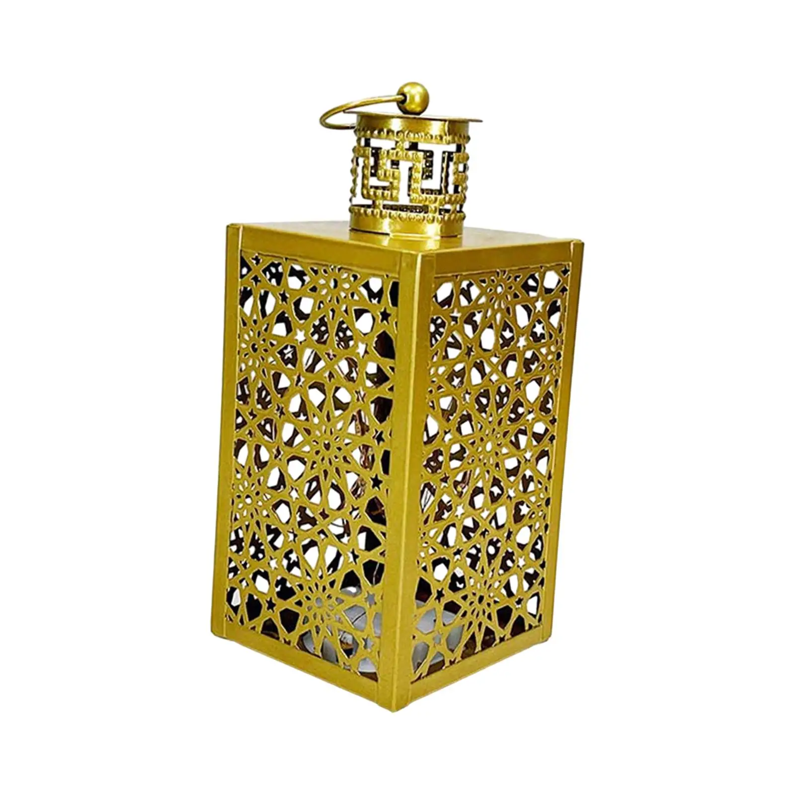 

Lantern Ornament Iron Lantern Hanging Ramadan Lamp Eid Mubarak Decor Islamic Lantern for Bedroom Shelf Outdoor Household Adults