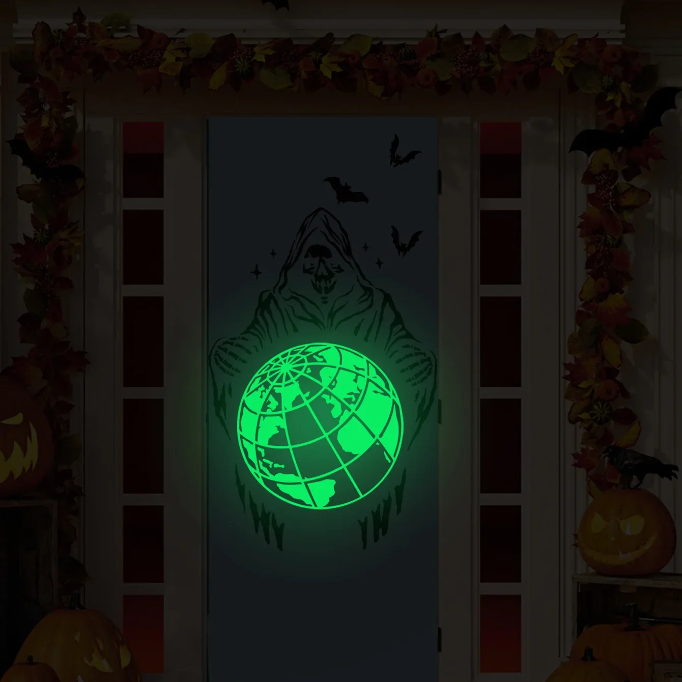 New Halloween Ghost Earth Bat Decorative Wall Stickers Simple Removable Wall Stickers