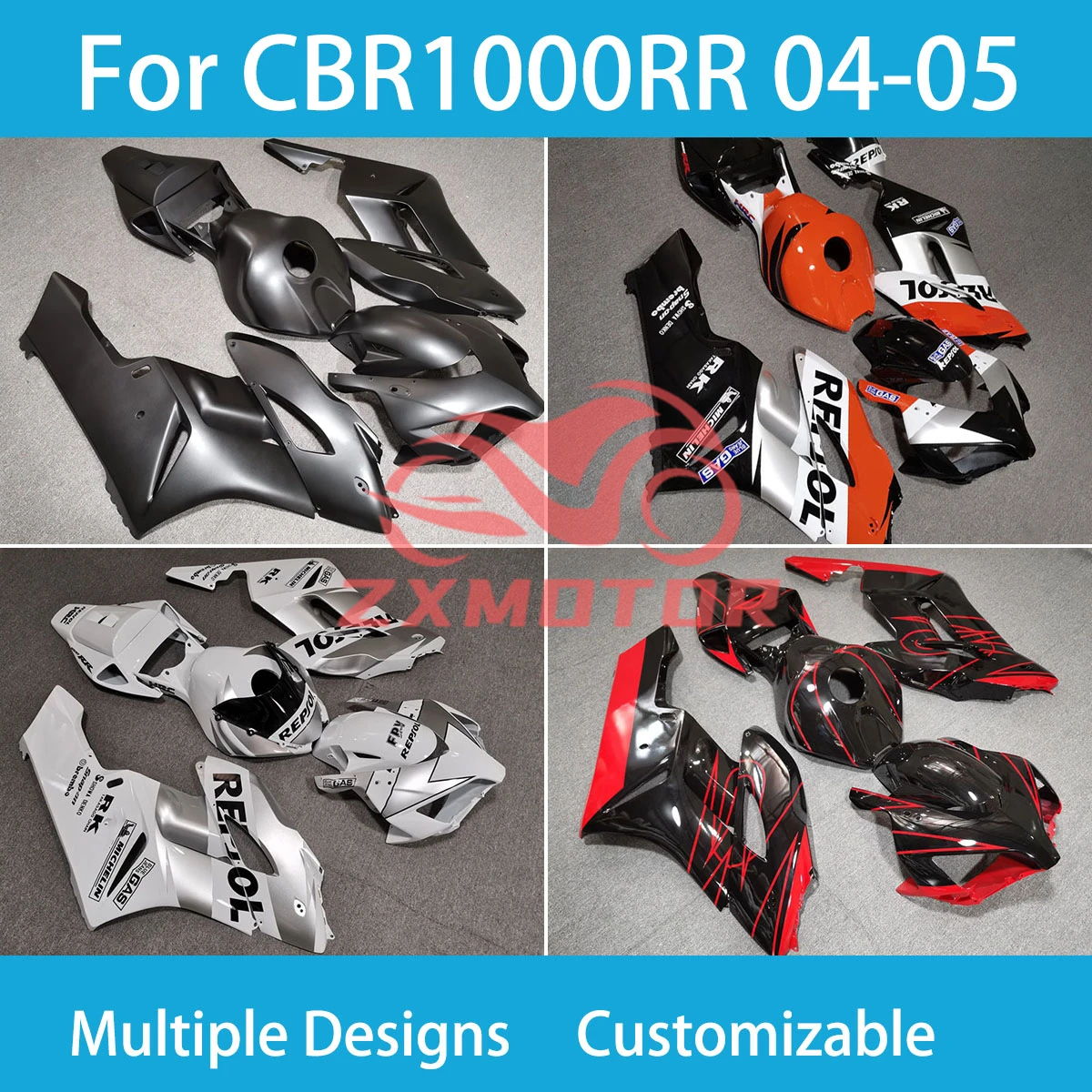 

For Honda CBR 1000RR 04 05 Prime Fairing Set CBR 1000 RR 2004 2005 Motorcycle ABS Plastic Fairings Body Parts Kit