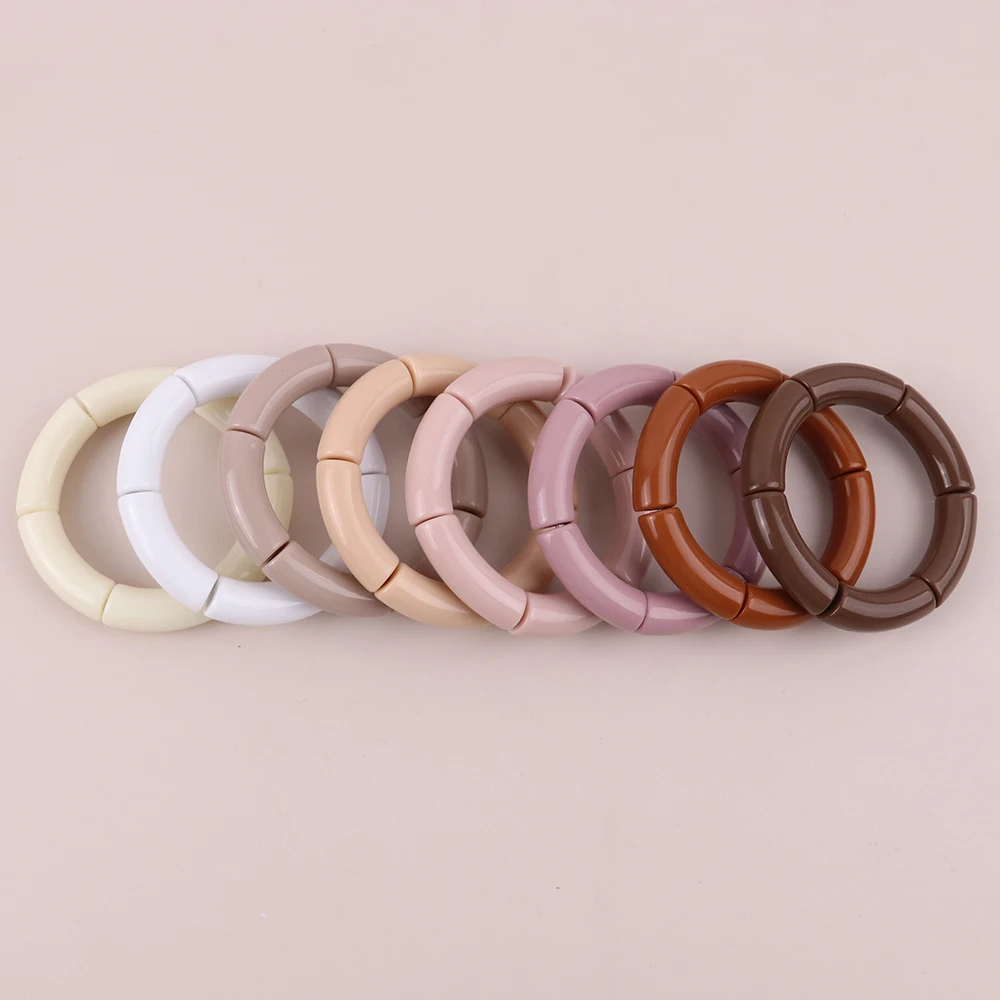 FishSheep Trendy Colorful Acrylic Bamboo Bracelets For Women Bohemian Stretched Tube Beads Cuff Bracelets Bangles 2022 Jewelry - Image 5