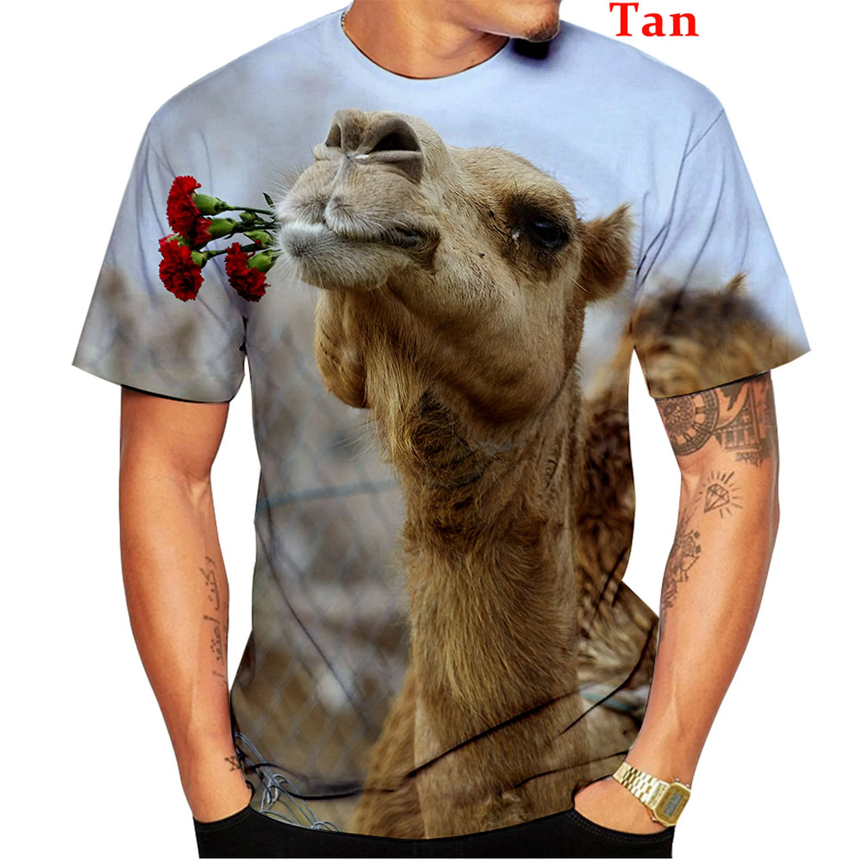 Sportman Rechtdoor Plenaire sessie New Fashion Camel 3D Printing Short Sleeve Men and Women Leisure T-shirt  Shirt Animal T Shirt