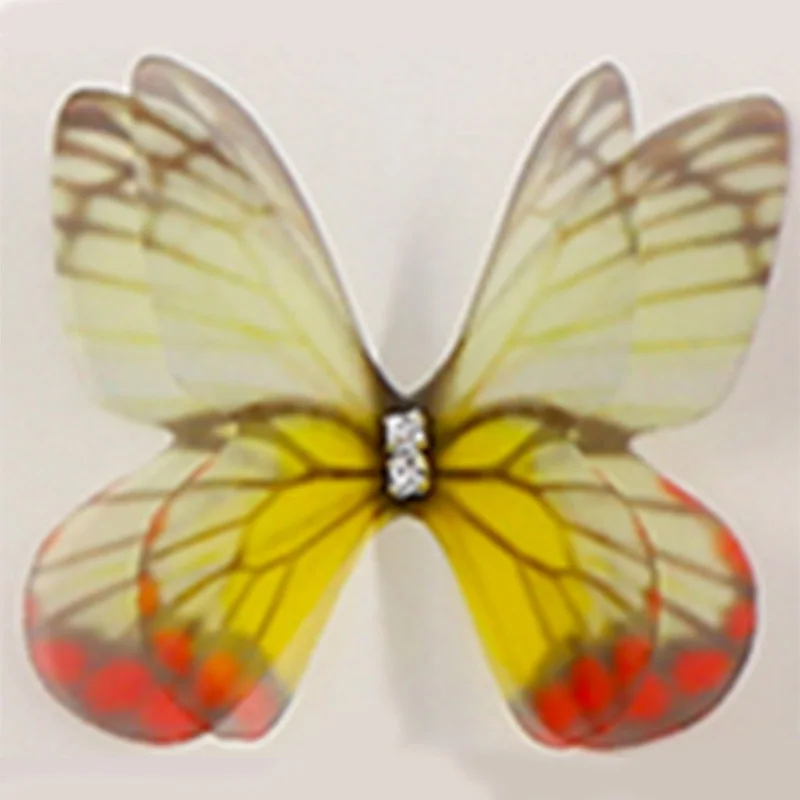 Jewelry Making Supplies, Mesh Butterfly Appliques 50Pcs/lot Mesh Butterfly Double Layer With Diamond And Thin Gauze DIY Jewelry Accessories 4.5cm Clothing Mesh Butterfly