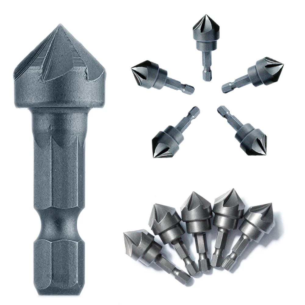Countersink Drill Bit 6 Flute 90 Degree Point Angle Chamfer Cutting Woodworking Tool