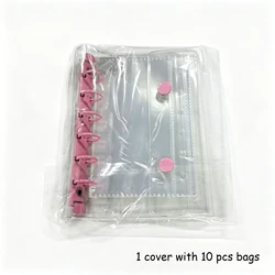 Double Button Transparent PVC Soft Cover Binder for Journals and Sketchbooks - Office Supplies Accessory (Pink)