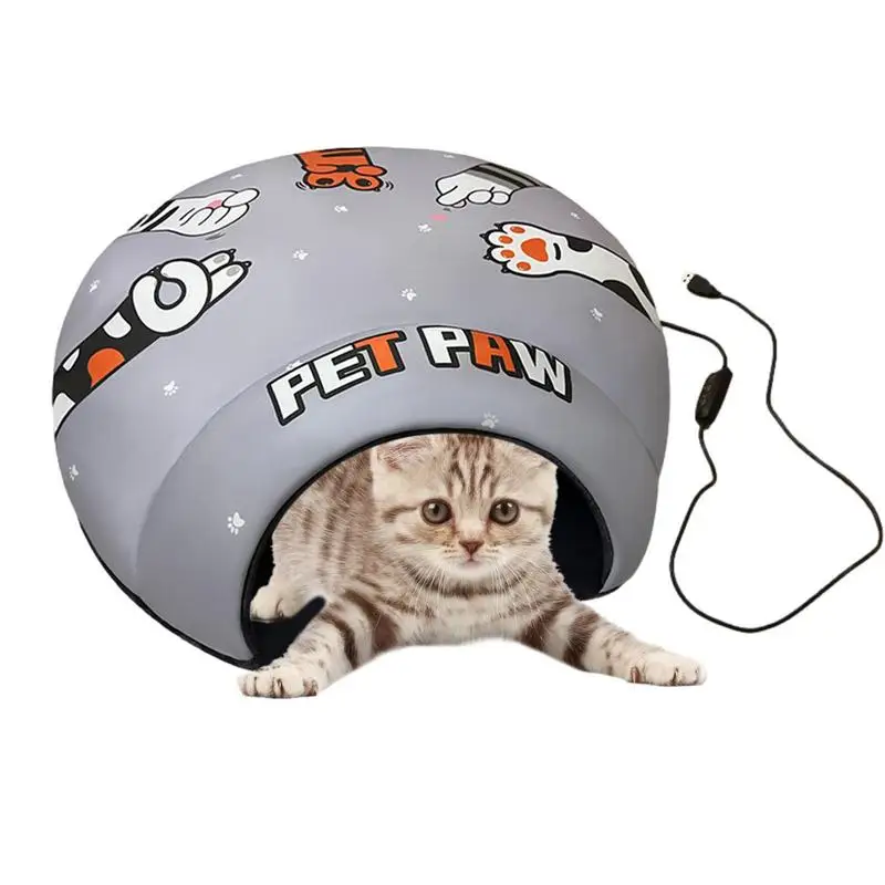 HeatedCatCaveBedWindproofHeatedCatBedSoothingPetBedsDoughnut