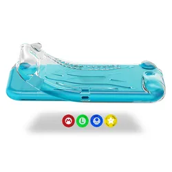 Ergonomic Non - Slip Grip Case with Free Thumb Stick Covers for Handheld Gaming Console (Clear)
